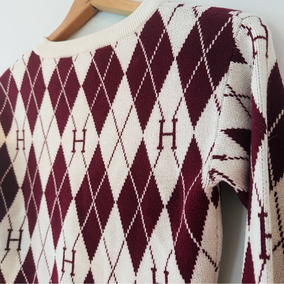 Harry Potter Hogwarts Argyle Cropped Long Sleeve Girls Sweater Size 10/12 H&M - Picture 10 of 10